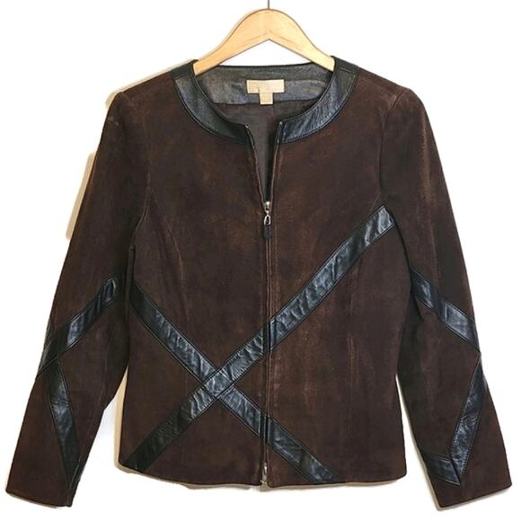 Nordstrom Studio 121 Brown Suede Leather Jacket Zip Front Long Sleeve Chic S - Picture 16 of 16